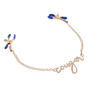 gold cougar chain with blue clamps laid out