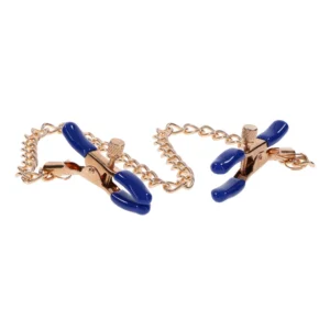 blue clamps with gold chain tangled